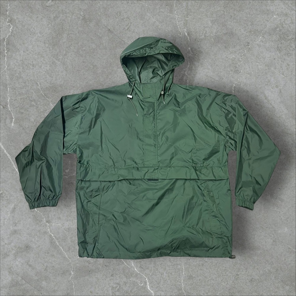 Vintage J.Crew Oarsman Anorak Windbreaker Mens Large Green Nylon Pullover Jacket